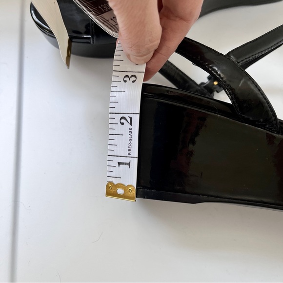 PRADA Linea Rossa Black Patent Platform Strap Slingback Sandals - Picture 12 of 16